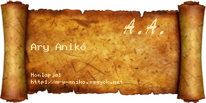 Ary Anikó névjegykártya